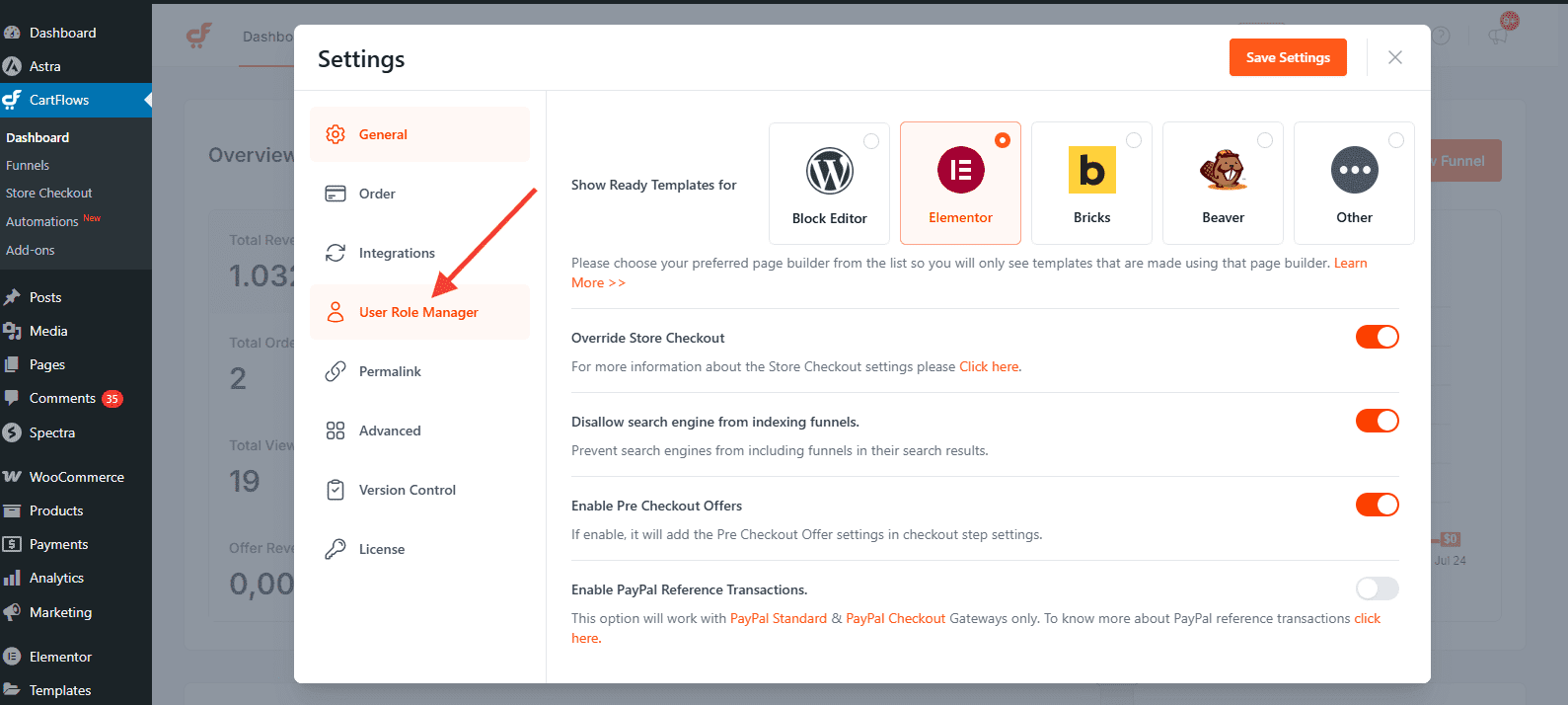 CartFlows User Role Manager
