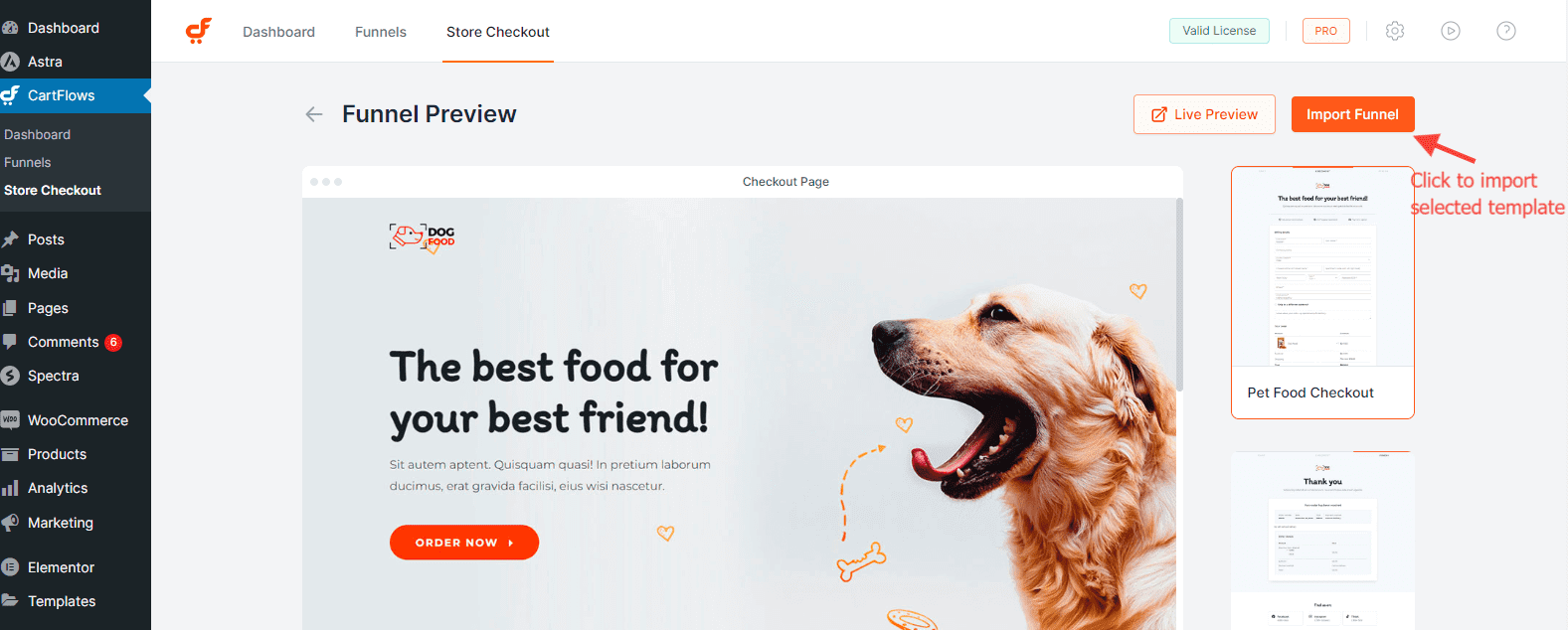 CartFlows Store Checkout Select Template