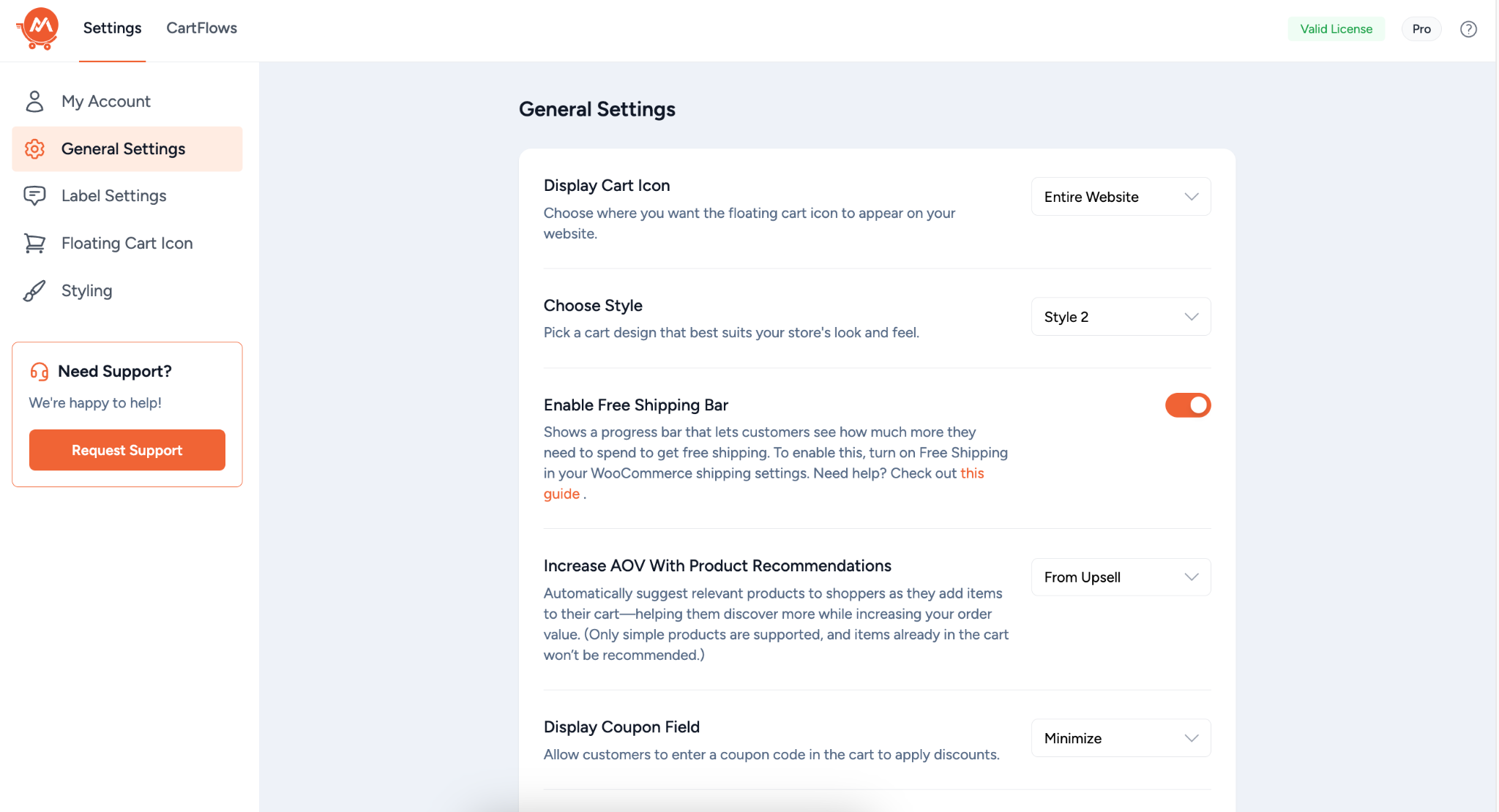 Customize the settings