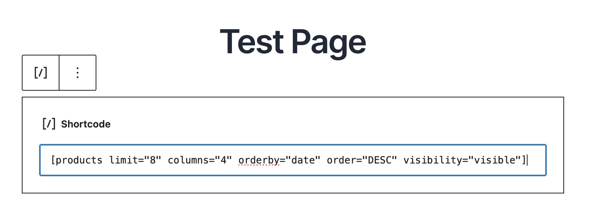 The product list shortcode with different attributes.
